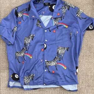 Bold Zebra Print Blue Shirt